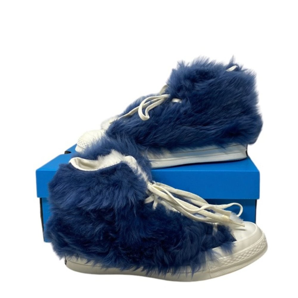 Converse Chuck 70 Fuzzy Hi Sneakers Shearling Wool Navy Blue Women Shoes 170587C - Picture 5 of 10